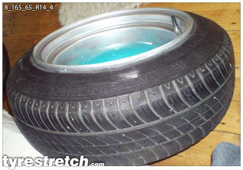 An example of tyre stretch: 165/65 R14 on 8.0J