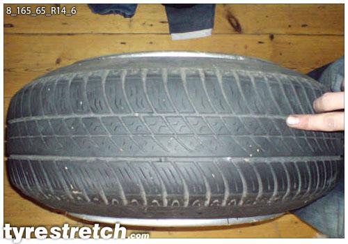 An example of tyre stretch: 165/65 R14 on 8.0J