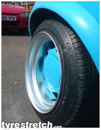 An example of tyre stretch: 165/65 R14 on 8.0J