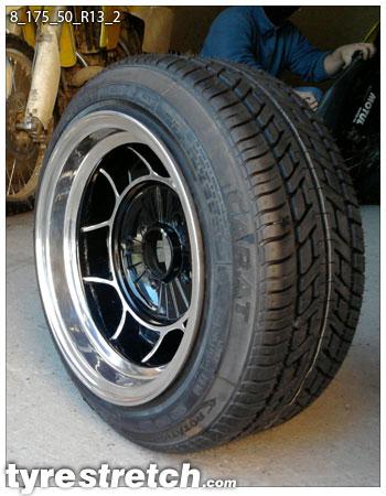 An example of tyre stretch: 175/50 R13 on 8.0J