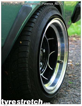 An example of tyre stretch: 175/50 R13 on 8.0J – BRIDGESTONE