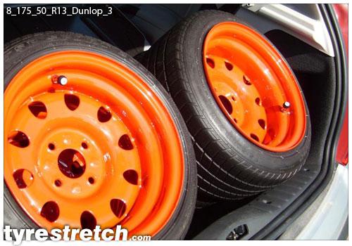 An example of tyre stretch: 175/50 R13 on 8.0J – DUNLOP