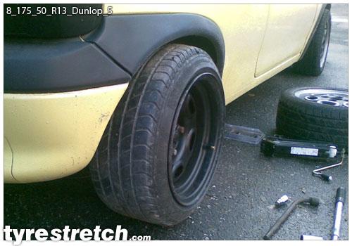 An example of tyre stretch: 175/50 R13 on 8.0J – DUNLOP