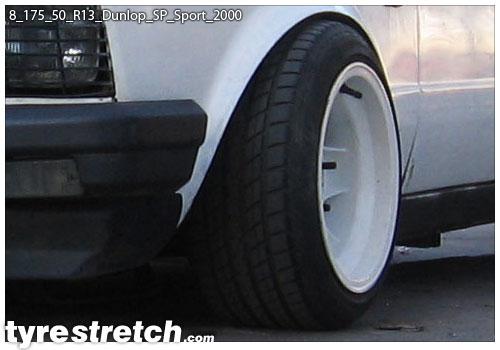 An example of tyre stretch: 175/50 R13 on 8.0J – DUNLOP