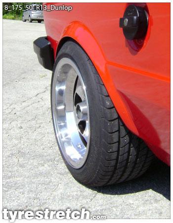 An example of tyre stretch: 175/50 R13 on 8.0J – DUNLOP