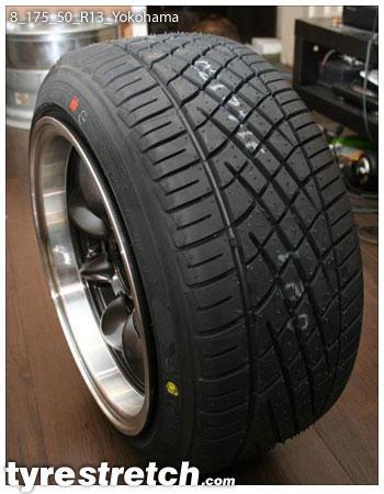 An example of tyre stretch: 175/50 R13 on 8.0J – YOKOHAMA