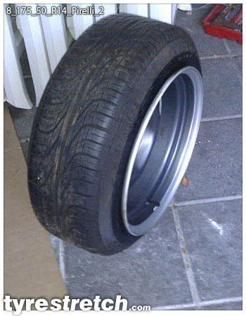 An example of tyre stretch: 175/50 R14 on 8.0J – PIRELLI