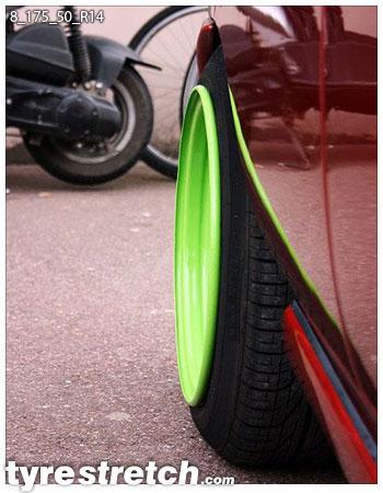 An example of tyre stretch: 175/50 R14 on 8.0J