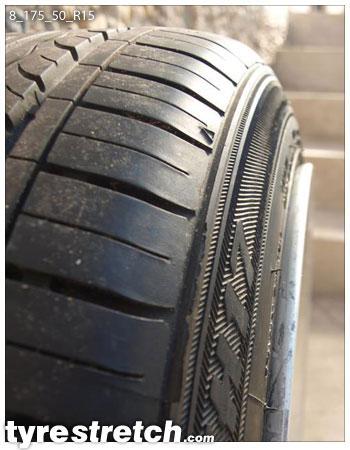 An example of tyre stretch: 175/50 R15 on 8.0J