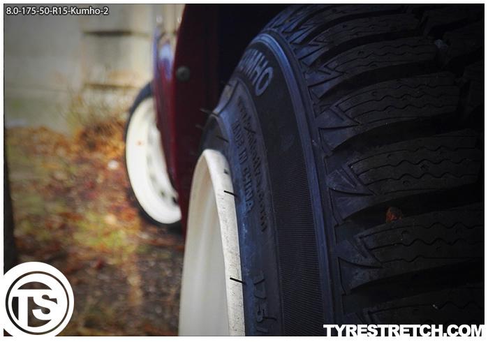 An example of tyre stretch: 175/50 R15 on 8.0J – KUMHO