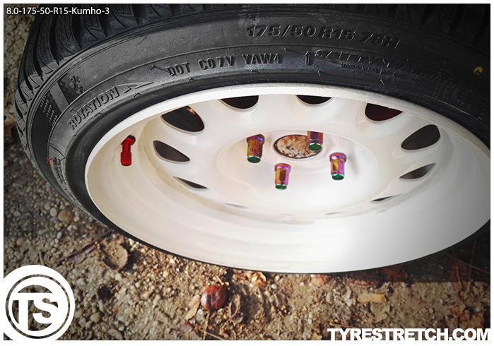 An example of tyre stretch: 175/50 R15 on 8.0J – KUMHO