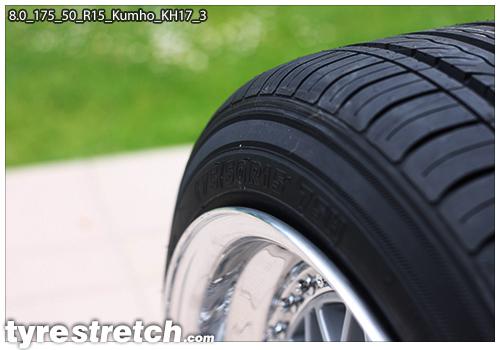 An example of tyre stretch: 175/50 R15 on 8.0J – KUMHO