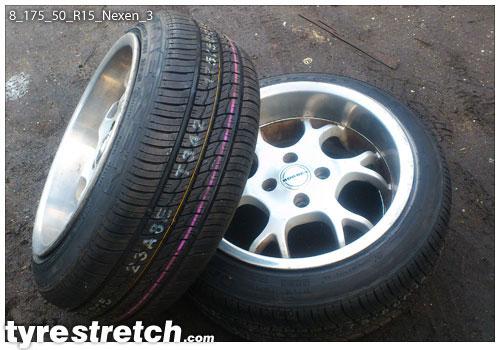 An example of tyre stretch: 175/50 R15 on 8.0J – NEXEN