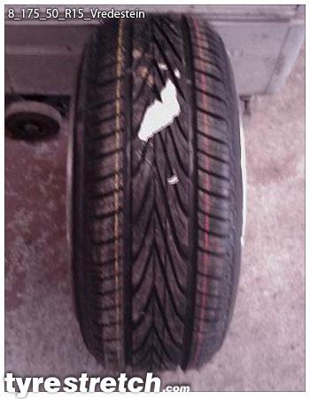 An example of tyre stretch: 175/50 R15 on 8.0J – VREDESTEIN