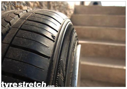 An example of tyre stretch: 175/50 R15 on 8.0J