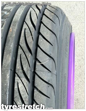 An example of tyre stretch: 175/50 R16 on 8.0J – YOKOHAMA