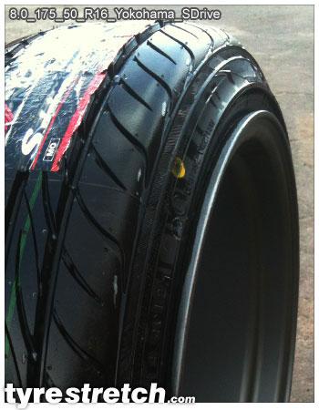 An example of tyre stretch: 175/50 R16 on 8.0J – YOKOHAMA