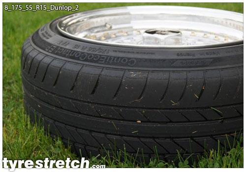 An example of tyre stretch: 175/55 R15 on 8.0J – DUNLOP