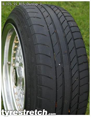 An example of tyre stretch: 175/55 R15 on 8.0J – DUNLOP