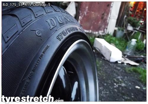 An example of tyre stretch: 175/55 R15 on 8.0J – DUNLOP