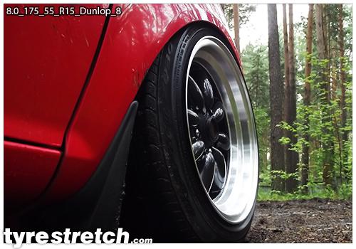 An example of tyre stretch: 175/55 R15 on 8.0J – DUNLOP