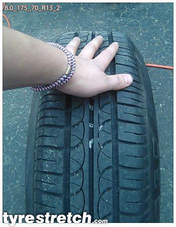 An example of tyre stretch: 175/70 R13 on 8.0J