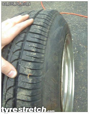 An example of tyre stretch: 175/70 R13 on 8.0J
