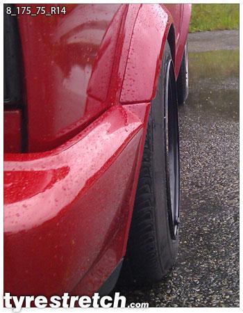 An example of tyre stretch: 175/75 R14 on 8.0J