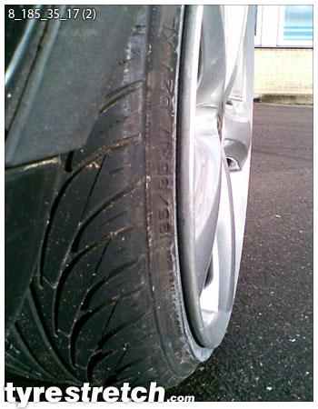 An example of tyre stretch: 185/35 R17 on 8.0J