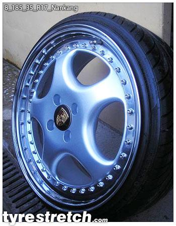 An example of tyre stretch: 185/35 R17 on 8.0J – NANKANG (PORSCHE)