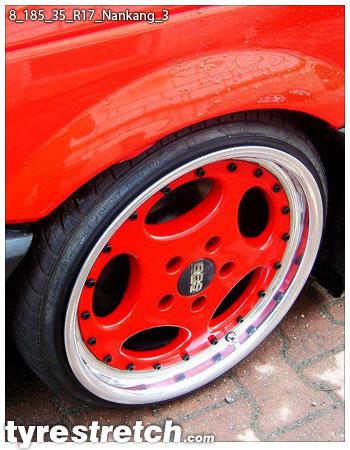 An example of tyre stretch: 185/35 R17 on 8.0J – NANKANG