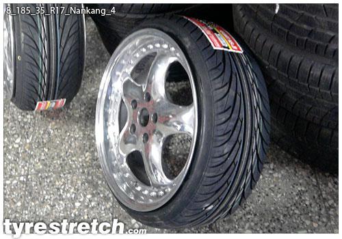 An example of tyre stretch: 185/35 R17 on 8.0J – NANKANG