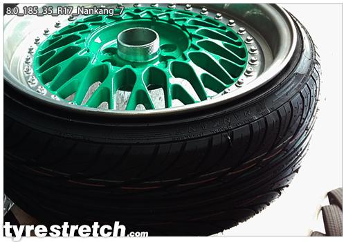 An example of tyre stretch: 185/35 R17 on 8.0J – NANKANG