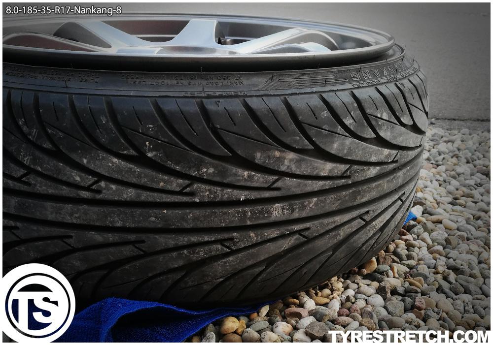 An example of tyre stretch: 185/35 R17 on 8.0J – NANKANG