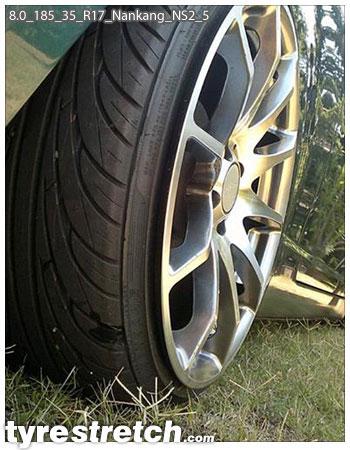 An example of tyre stretch: 185/35 R17 on 8.0J – Nankang