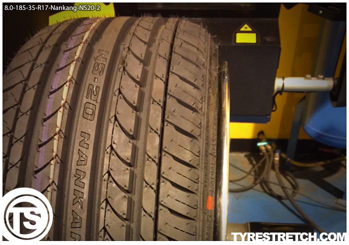 An example of tyre stretch: 185/35 R17 on 8.0J – NANKANG