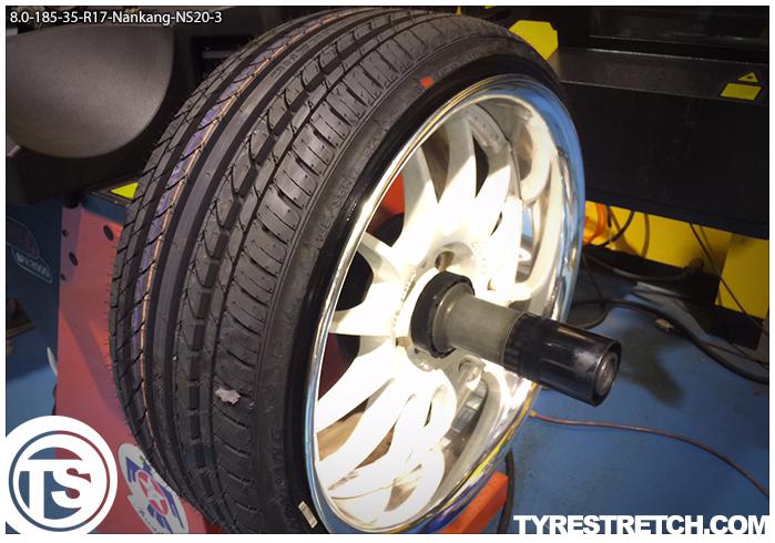 An example of tyre stretch: 185/35 R17 on 8.0J – NANKANG