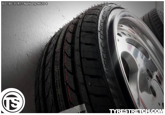 An example of tyre stretch: 185/35 R17 on 8.0J – NANKANG