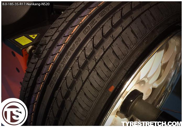 An example of tyre stretch: 185/35 R17 on 8.0J – NANKANG