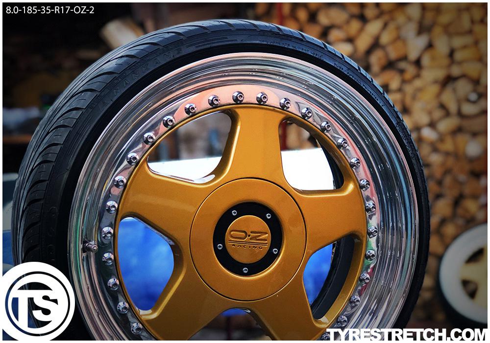 An example of tyre stretch: 185/35 R17 on 8.0J – NANKANG (OZ)