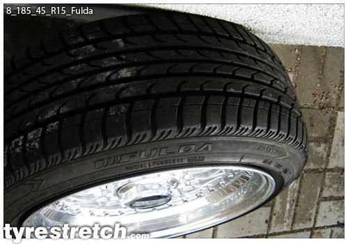 An example of tyre stretch: 185/45 R15 on 8.0J – FULDA