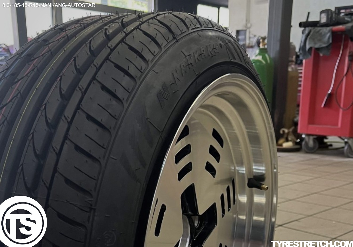 An example of tyre stretch: 185/45 R15 on 8.0J – NANKANG (AUTOSTAR)