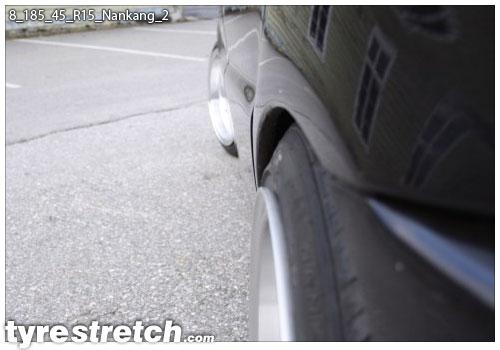 An example of tyre stretch: 185/45 R15 on 8.0J – NANKANG