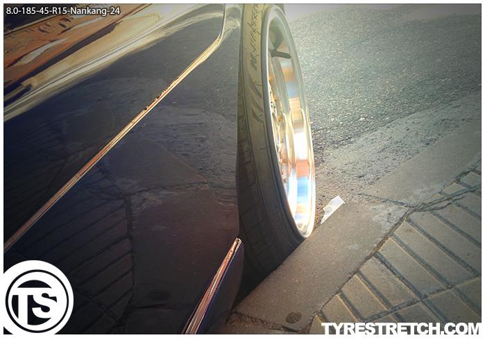An example of tyre stretch: 185/45 R15 on 8.0J – NANKANG
