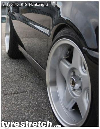 An example of tyre stretch: 185/45 R15 on 8.0J – NANKANG