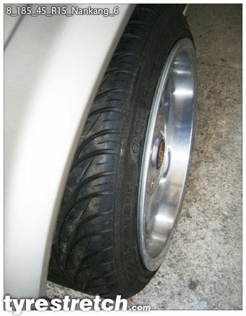 An example of tyre stretch: 185/45 R15 on 8.0J – NANKANG