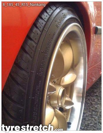An example of tyre stretch: 185/45 R15 on 8.0J – NANKANG
