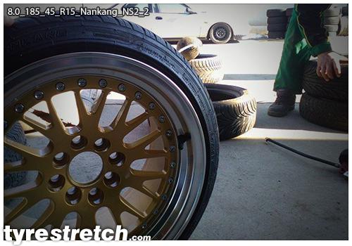An example of tyre stretch: 185/45 R15 on 8.0J – NANKANG