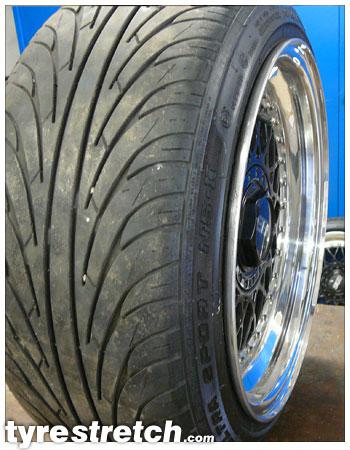 An example of tyre stretch: 185/45 R15 on 8.0J