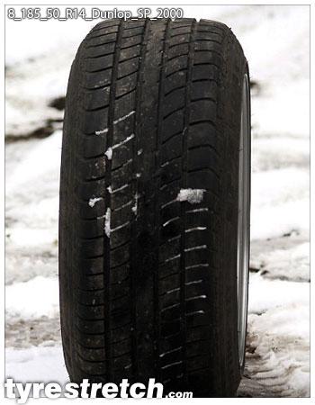 An example of tyre stretch: 185/50 R14 on 8.0J – DUNLOP